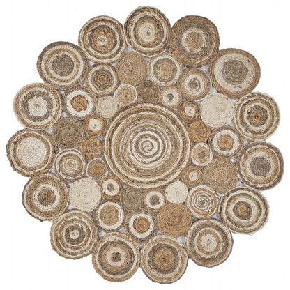 6' Natural Jute Hand Braided Round Rug