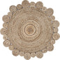 6' Beige Jute Hand Braided Round Rug