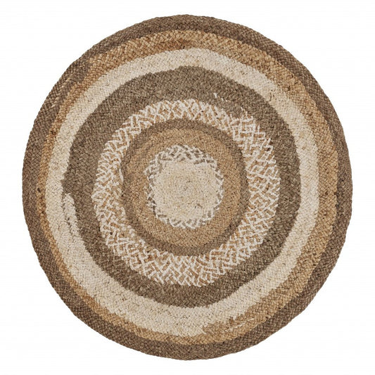 8' Beige Jute Hand Braided Round Rug