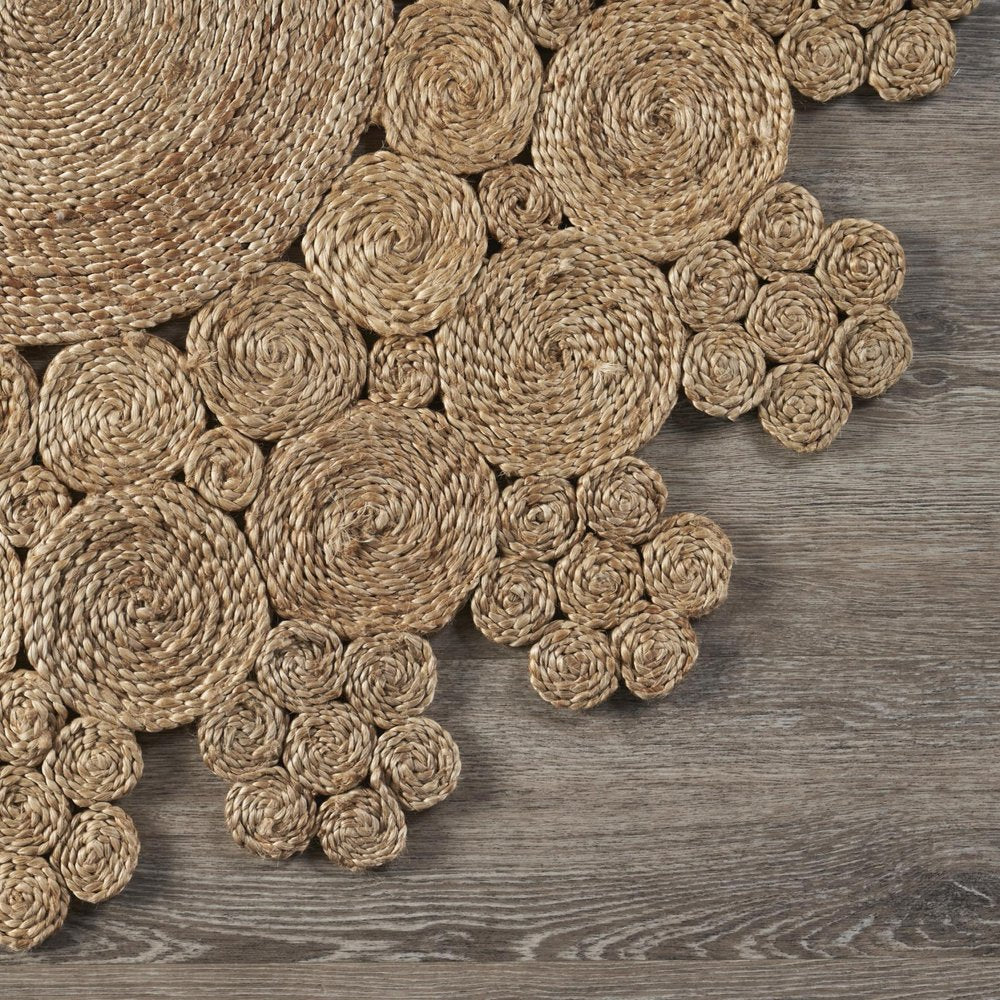 5' X 5' Natural Jute Abstract Geometric Hand Braided Area Rug