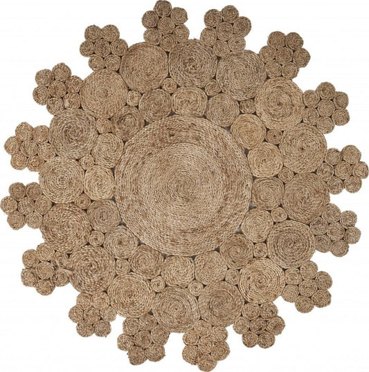 8' Natural Jute Hand Braided Round Rug