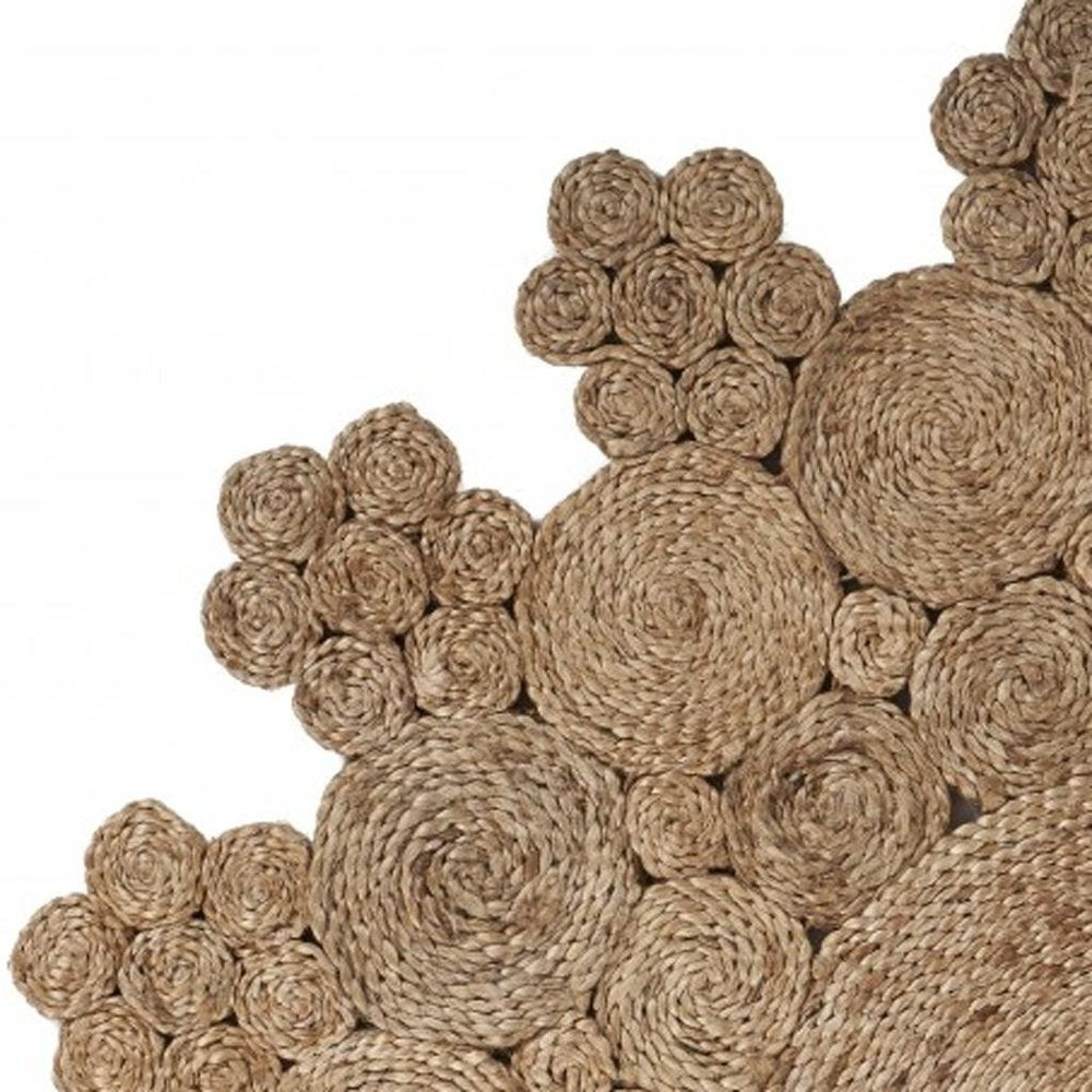5' X 5' Natural Jute Abstract Geometric Hand Braided Area Rug
