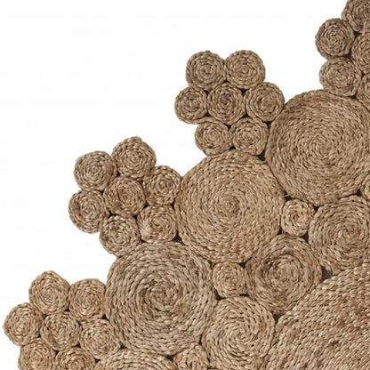 5' X 5' Natural Jute Abstract Geometric Hand Braided Area Rug