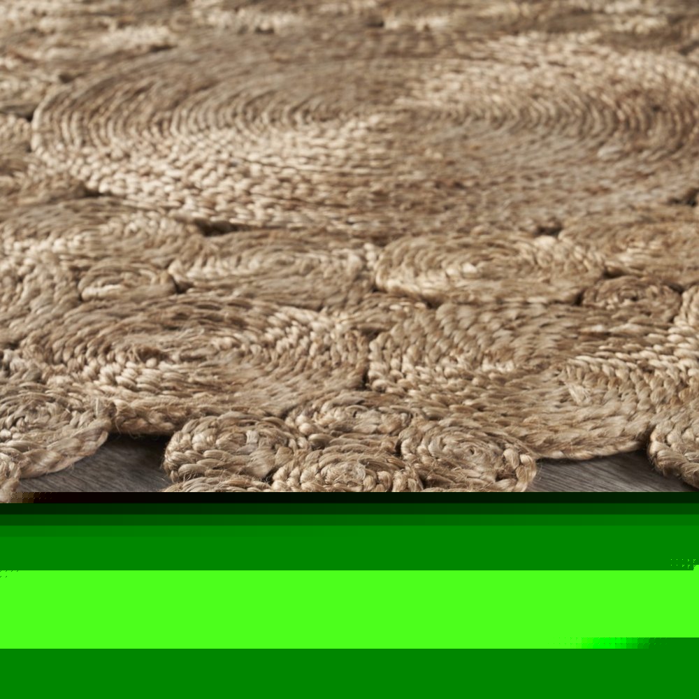 5' X 5' Natural Jute Abstract Geometric Hand Braided Area Rug