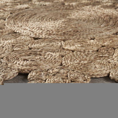 5' X 5' Natural Jute Abstract Geometric Hand Braided Area Rug