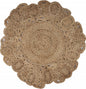 5' X 5' Natural Jute Abstract Geometric Hand Braided Area Rug