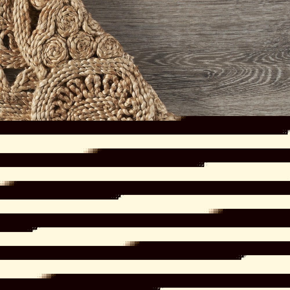 5' X 5' Natural Jute Abstract Geometric Hand Braided Area Rug