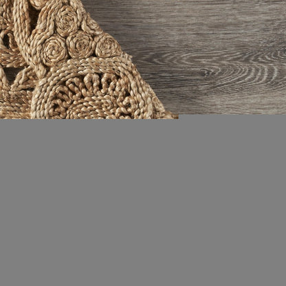 5' X 5' Natural Jute Abstract Geometric Hand Braided Area Rug