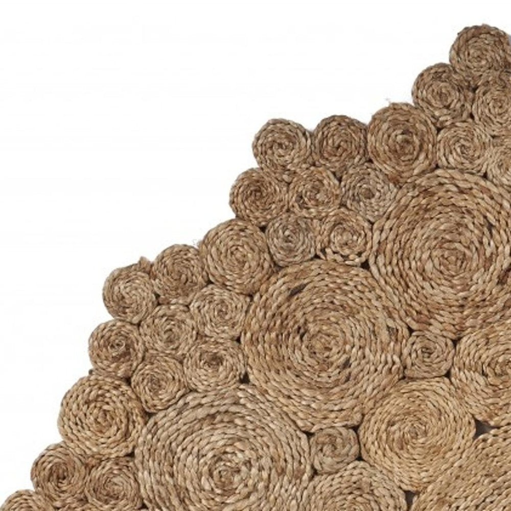 5' X 5' Natural Jute Abstract Geometric Hand Braided Area Rug