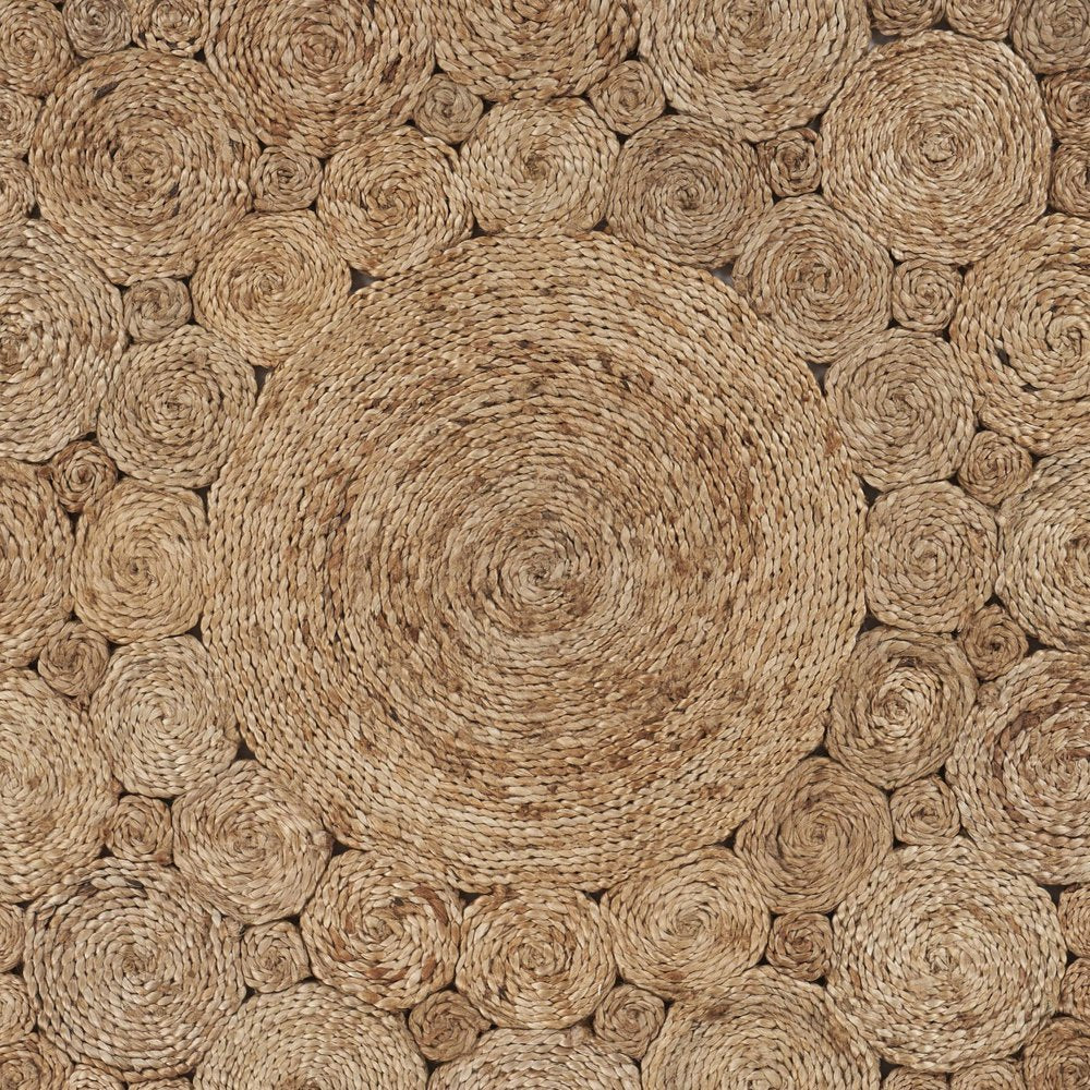 5' X 5' Natural Jute Abstract Geometric Hand Braided Area Rug