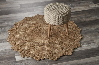8' Natural Jute Hand Braided Round Rug