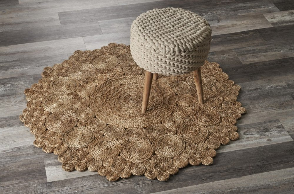 8' Natural Jute Hand Braided Round Rug