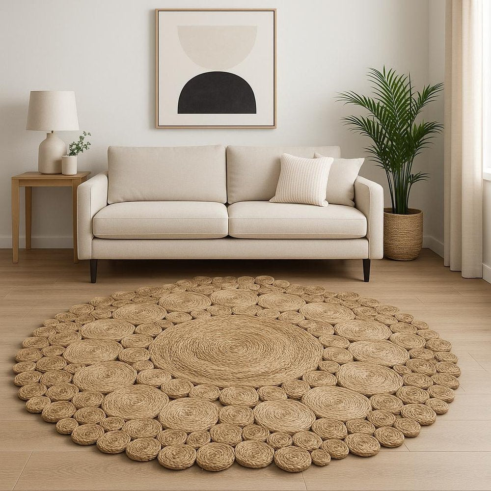 8' Natural Jute Hand Braided Round Rug
