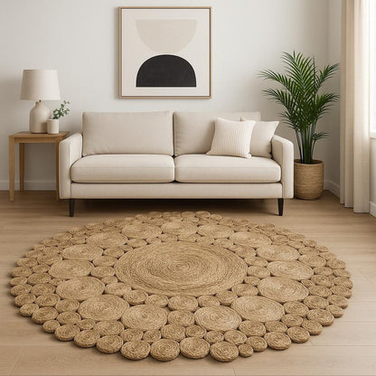 8' Natural Jute Hand Braided Round Rug