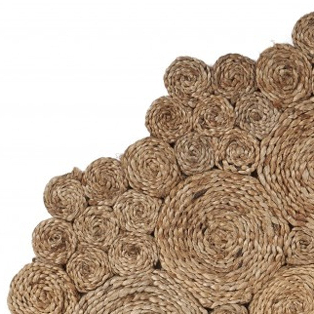 5' X 5' Natural Jute Abstract Geometric Hand Braided Area Rug
