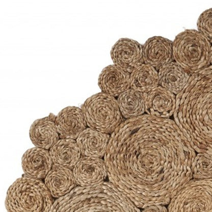 5' X 5' Natural Jute Abstract Geometric Hand Braided Area Rug
