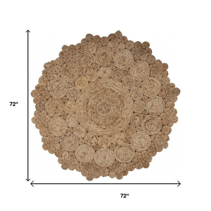8' Natural Jute Hand Braided Round Rug