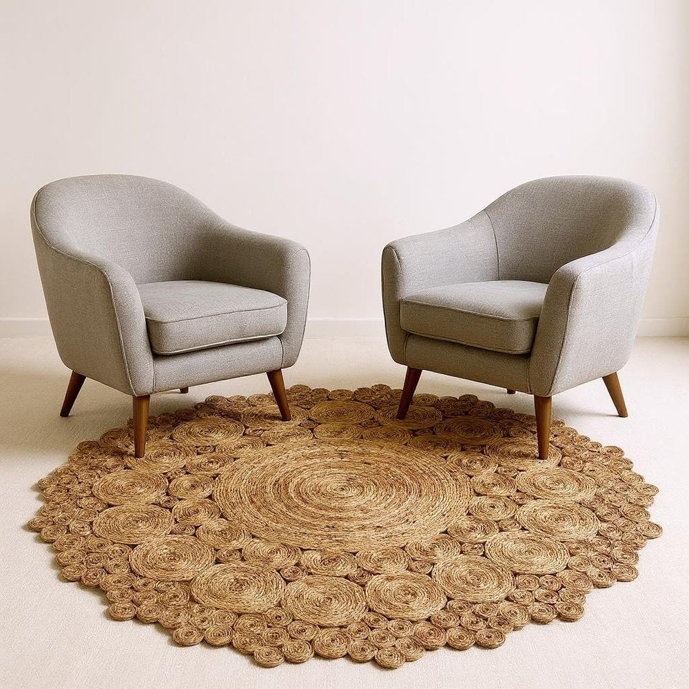 8' Natural Jute Hand Braided Round Rug