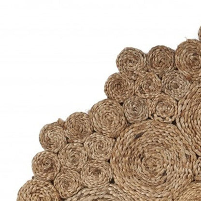 5' X 5' Natural Jute Abstract Geometric Hand Braided Area Rug