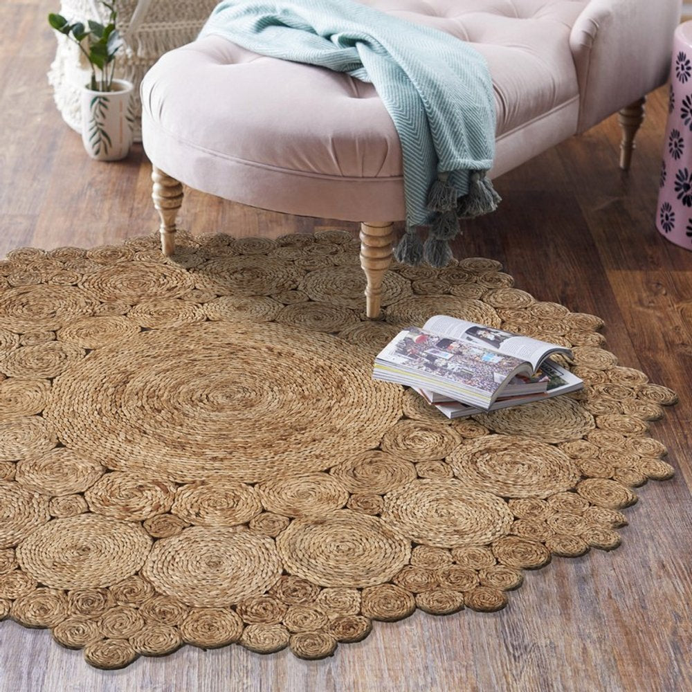 8' Natural Jute Hand Braided Round Rug