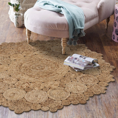 8' Natural Jute Hand Braided Round Rug