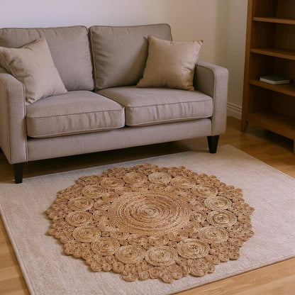 8' Natural Jute Hand Braided Round Rug