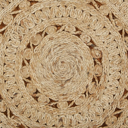 6' Natural Jute Abstract Geometric Hand Braided Round Rug