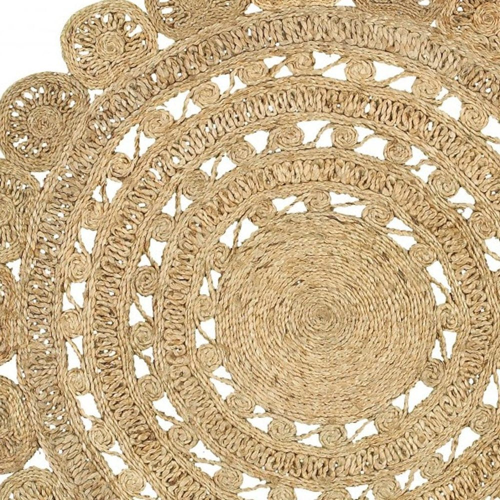 8' Natural Jute Hand Braided Round Rug