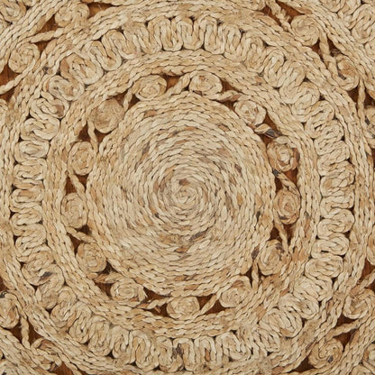 6' Natural Jute Abstract Geometric Hand Braided Round Rug