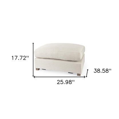 26" Beige Fabric and Brown Cocktail Ottoman