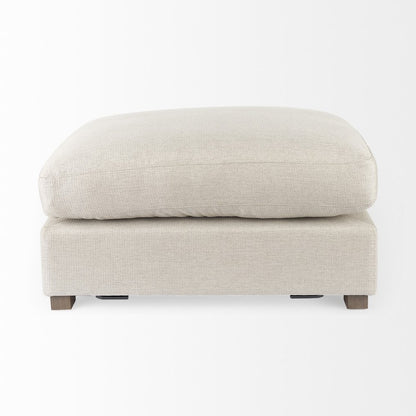 26" Beige Fabric and Brown Cocktail Ottoman