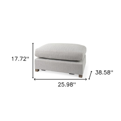 26" Light Gray Fabric and Brown Cocktail Ottoman
