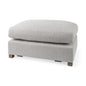 26" Light Gray Fabric and Brown Cocktail Ottoman