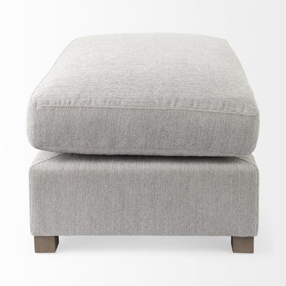 26" Light Gray Fabric and Brown Cocktail Ottoman