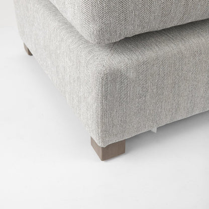 26" Light Gray Fabric and Brown Cocktail Ottoman