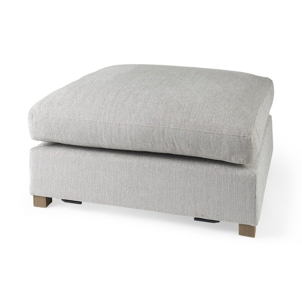 39" Light Gray Fabric and Brown Cocktail Ottoman