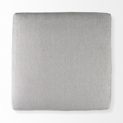39" Light Gray Fabric and Brown Cocktail Ottoman