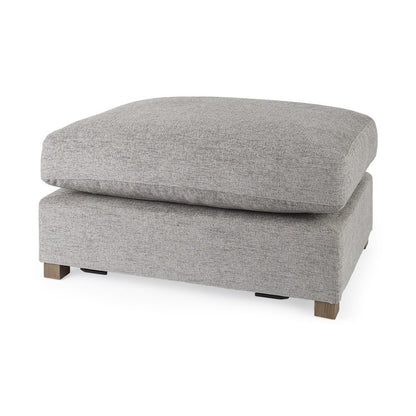 26" Gray Fabric and Brown Cocktail Ottoman