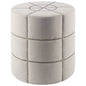 20" Cream Fabric Tufted Round Footstool