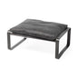 27" Black Genuine Leather Ottoman
