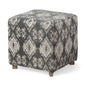 19" Gray Cotton and Brown Cube Ottoman