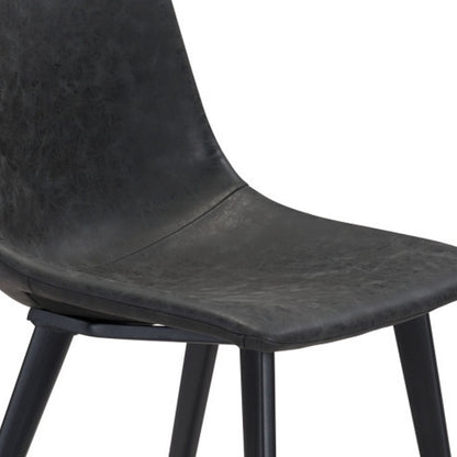 Set of Two Black Upholstered Faux Leather Dining Side chairs