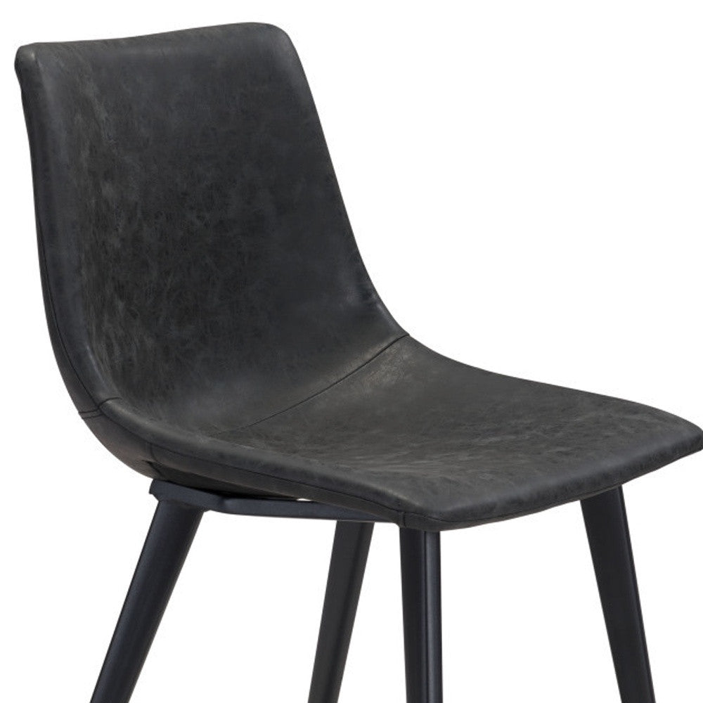 Set of Two Black Upholstered Faux Leather Dining Side chairs