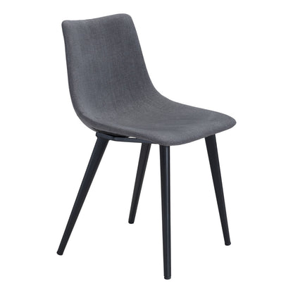 Set of Two Gray And Black Upholstered Fabric Dining Side Chairs