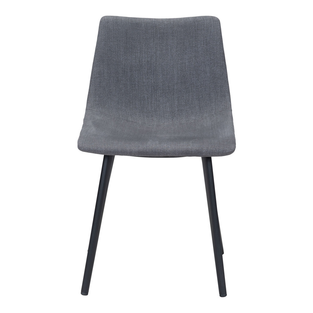 Set of Two Gray And Black Upholstered Fabric Dining Side Chairs