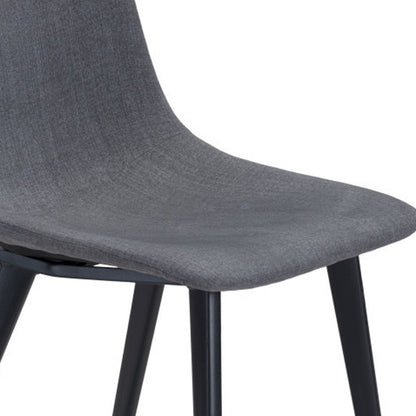 Set of Two Gray And Black Upholstered Fabric Dining Side Chairs