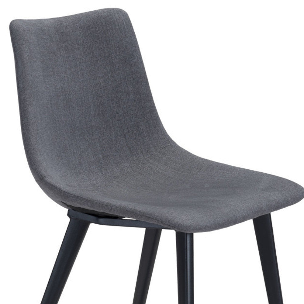 Set of Two Gray And Black Upholstered Fabric Dining Side Chairs