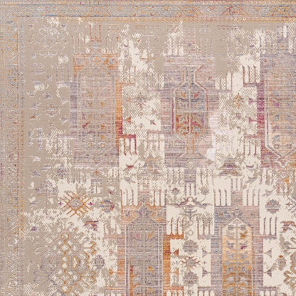 5' X 7' Beige and Ivory Medallion Non Skid Area Rug
