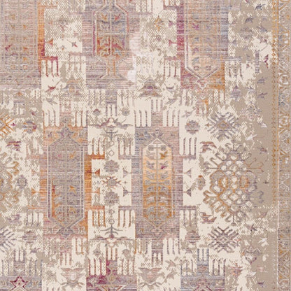 5' X 7' Beige and Ivory Medallion Non Skid Area Rug