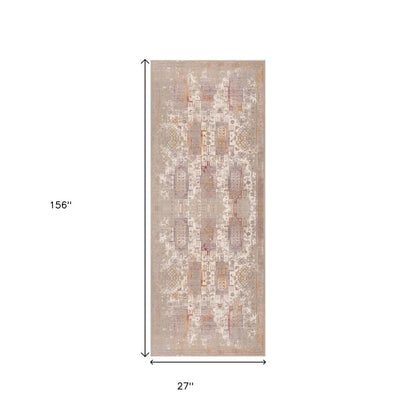 8' X 11' Beige and Ivory Medallion Non Skid Area Rug